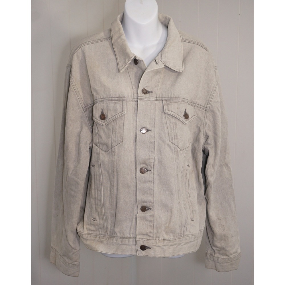 Lucky Star XL Gray Cotton Denim Trucker Jacket Vintage Style